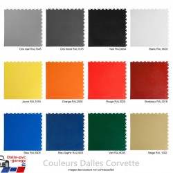 Montage photo montrant tous les coloris de la gamme Corvette (dalles PVC Premium avec joints cachés)
